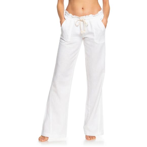 ROXY Oceanside Linen Blend White Pants XS - Picture 1 of 8